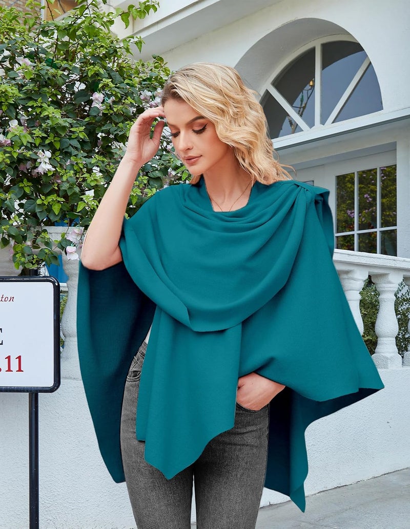 Puli Womens Large Cross Front Poncho Sweater Wrap Topper Knitted Elegant Shawls Cape for Fall Winter - Image 2